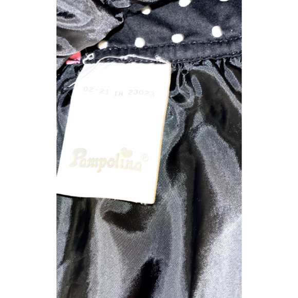 Pampolina Girls Black Skirt Sz 9 Red Floral White Polka Dots Velvet Trim Ruffles - Picture 7 of 9